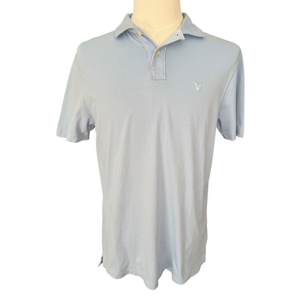 American Eagle Super Soft Standard Fit Polo Shirt Mens Medium Light Blue‎ Cotton